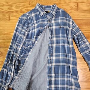 Ralph Lauren Blue and White Plaid Casual Shirt